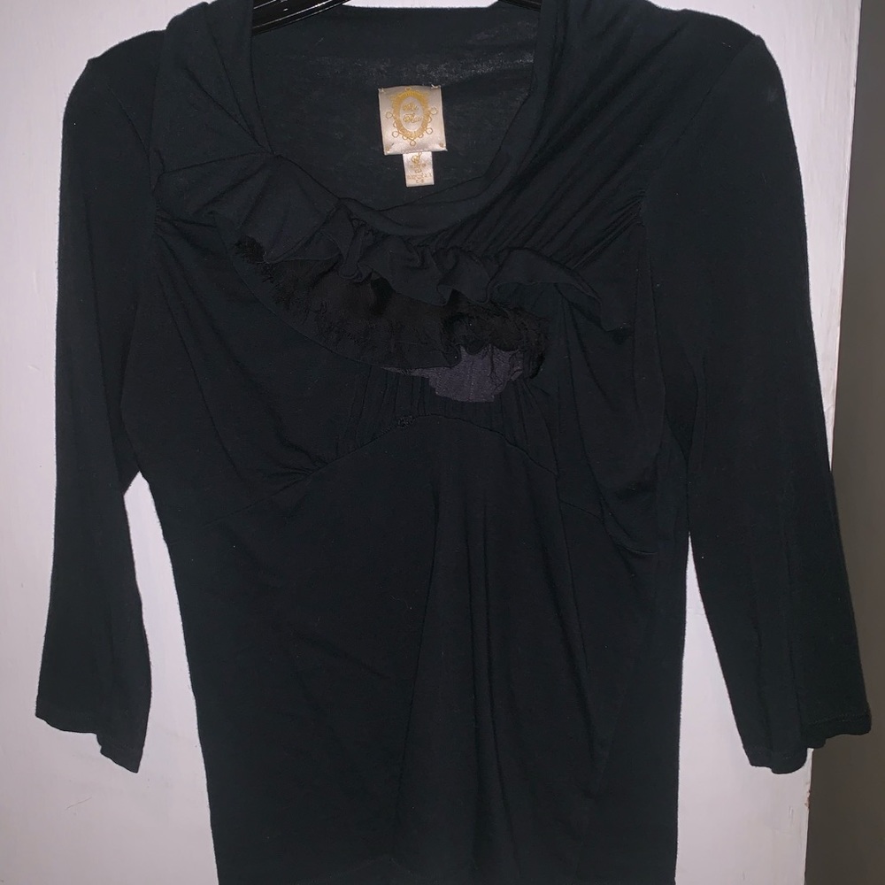 Black ruffled shirt